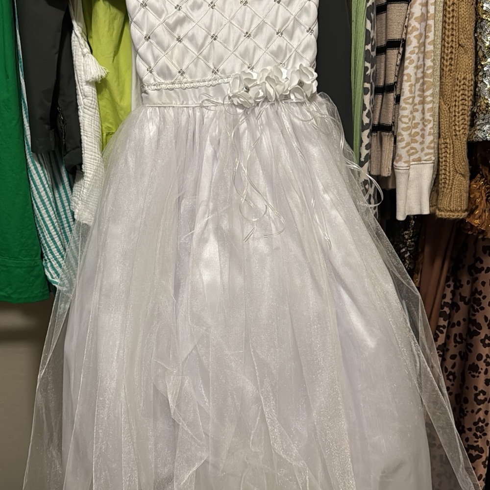 Charming White Dress with Floral Accents